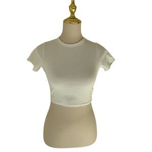 Cotton On Womens Cotton White Micro Crop Tee Short Sleeve Baby Tee Size S